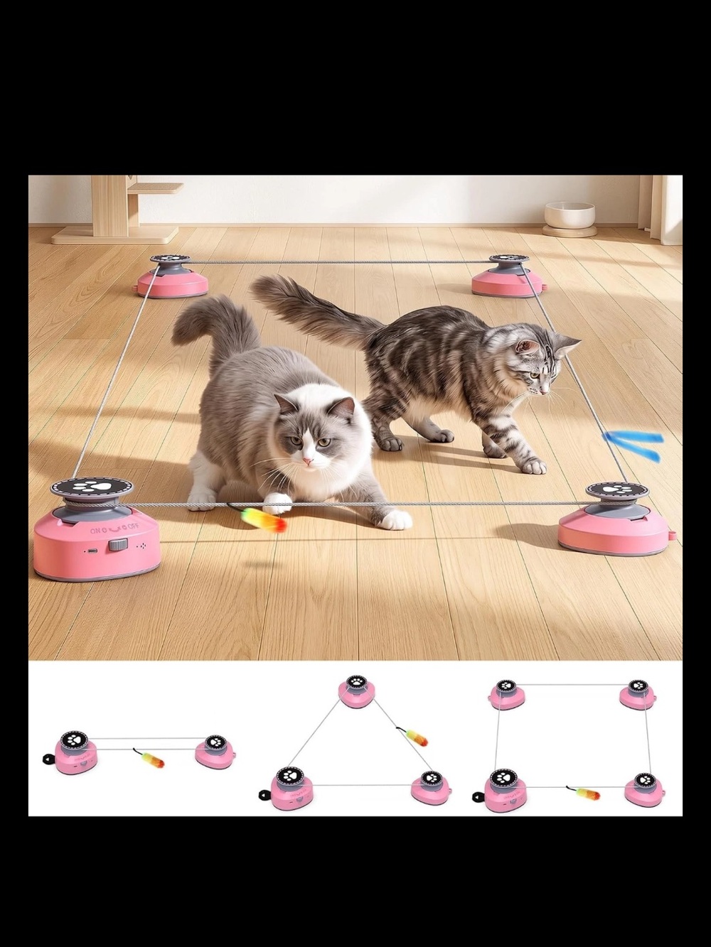 Pet Deluxe Interactive Cat Toy for Indoor Cats Chase/Run/Hunt Exercise-Pink